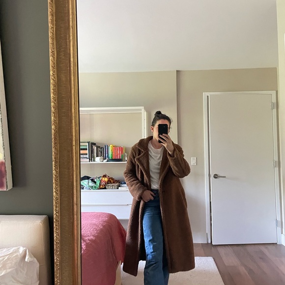 Long Teddy style Coat, Brown - Picture 9 of 12